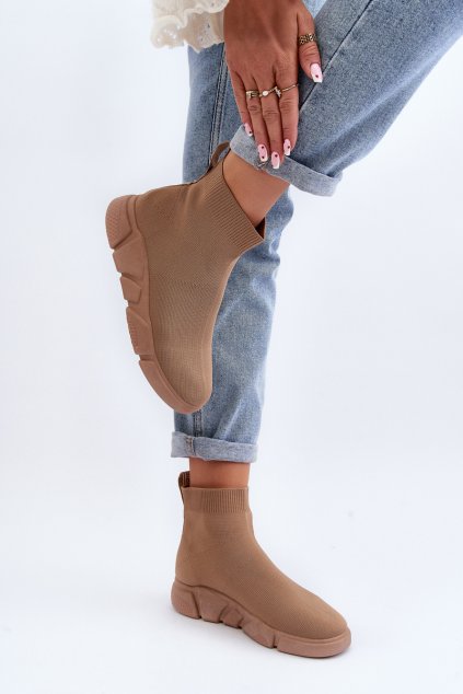 Dámské sportovní boty se ponožkou béžové Zirila (Veľkosť 37)