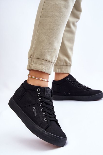 Dámské klasické vysoké tenisky Big Star LL274001 Černé (Veľkosť 37)