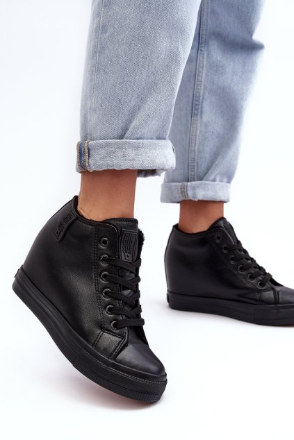 Dámské kožené boty na podpatku Big Star MM274001 černé (Veľkosť 38)