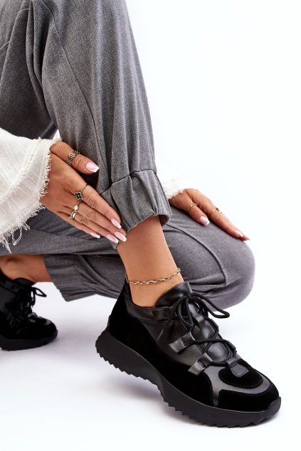 Dámské kožené sportovní boty M01/2 Zazoo černé (Veľkosť 36)