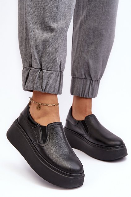 Dámské kožené sportovní boty na platformě černé Lemar Manish (Veľkosť 36)