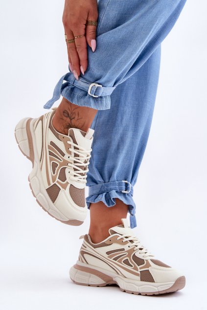 Dámské sportovní šněrovací boty Béžove Emare (Veľkosť 36)