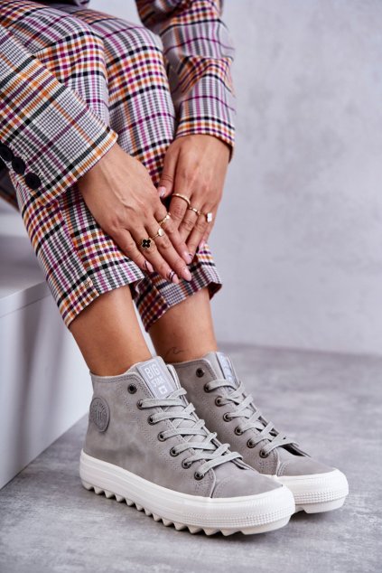Dámske tenisky big star vysoké zateplené šedé ee274114 / EE274114 GREY (Veľkosť 37)