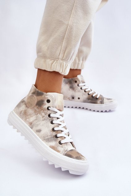 Dámské tenisky High Big Star LL274047 Bílá a zelené (Veľkosť 36)