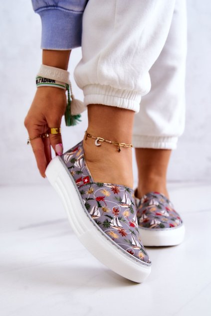 Dámské tenisky nazouvací Memory Foam Big Star JJ276015 šedé (Veľkosť 38)