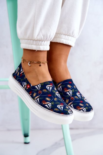 Dámské tenisky nazouvací Memory Foam Big Star JJ276016 Námořnická modré (Veľkosť 38)