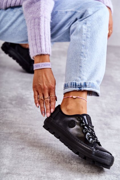 Módní lakované tenisky Big Star KK274044 Černá (Veľkosť 37)