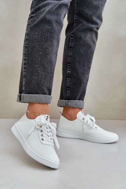 Dámské Ažurové Šněrovací Tenisky Světle Béžové Carinel (Veľkosť 36)