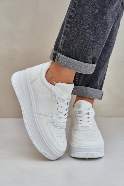 Dámské Tenisky Na Platformě S Dekorativním Šněrováním Bílé Mistra (Veľkosť 40)