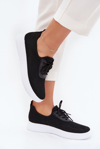 Materiálové Nazouvací Sportovní Boty Na Platformě Dámské Černé Kalyra (Veľkosť 37)