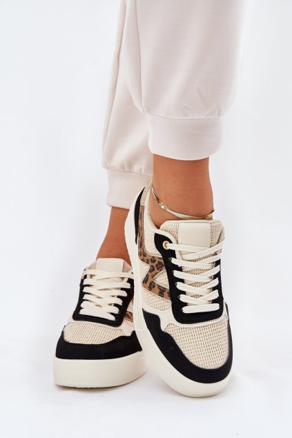 Dámské Sportovní Boty Na Platformě Leopardí Černé Lorori (Veľkosť 38)