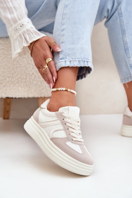 Dámské Tenisky Na Platformě Béžové Lesida (Veľkosť 37)