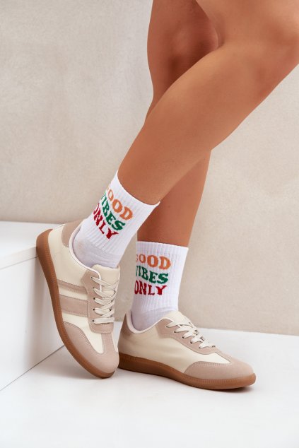 Nízké Dámské Tenisky Z Eko Kůže Béžové Nonalorin (Veľkosť 36)