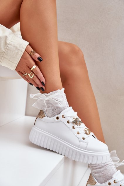 Dámské tenisky s ozdobami bílé Grelesi (Veľkosť 38)