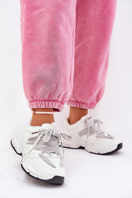 Tenisky Sportovní Boty Dámské S Dvojitým Šněrováním Bílé Efobell (Veľkosť 38)