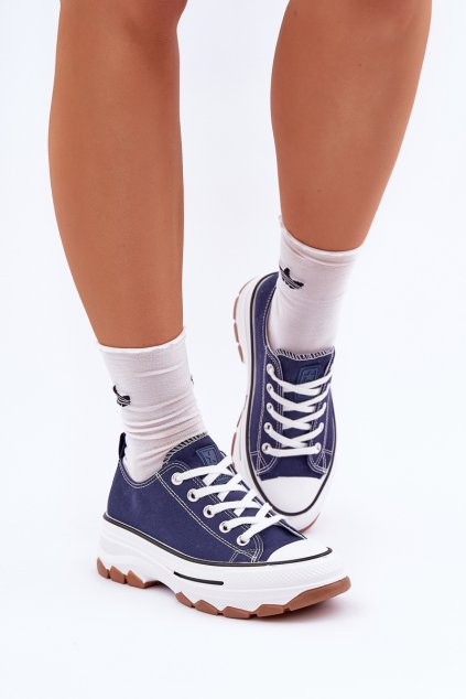 Nízké Dámské Tenisky Na Platformě Tmavě Modré Aradwin (Veľkosť 38)