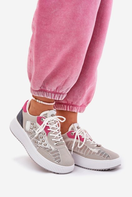 Dámské Sportovní Boty Se Síťovinou A Hroty Šedé Ogalda (Veľkosť 37)