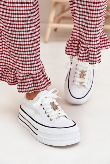 Dámské Tenisky Na Platformě Se Zlatými Doplňky Bílé Fiorina (Veľkosť 38)