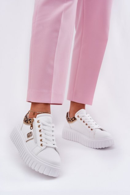 Dámské Sportovní Boty Na Platformě Z Eko Kůže Panther Bílé Velionna (Veľkosť 40)