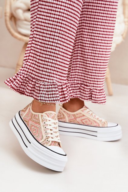 Nízké Dámské Tenisky Na Platformě Růžové Melina (Veľkosť 36)