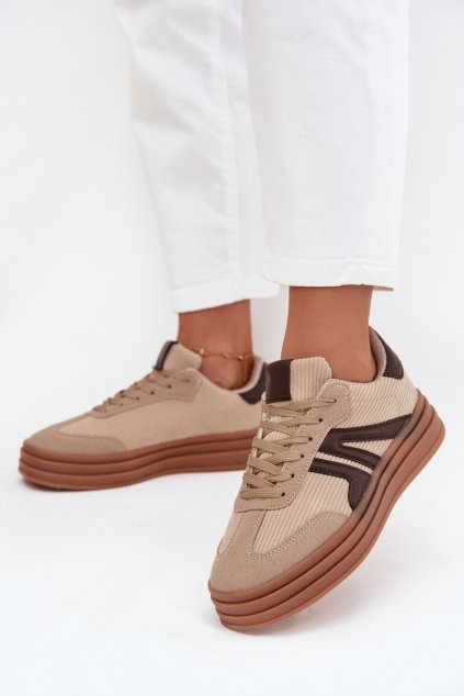 Sametové dámské tenisky na platformě Béžové Corynelle (Veľkosť 37)