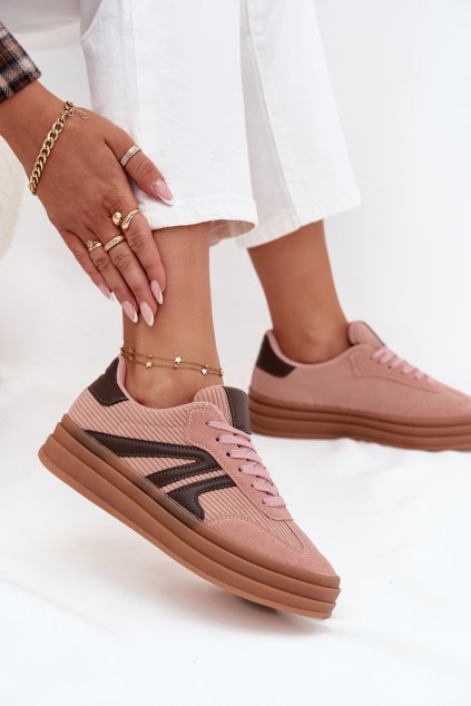 Sametové dámské tenisky na platformě Růžové Skye (Veľkosť 36)