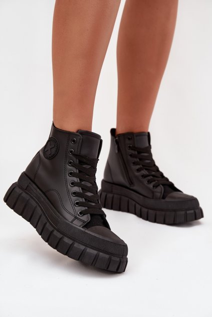 Zateplené Vysoké Tenisky Dámské Na Platformě S Zipem Černé Sarira (Veľkosť 36)