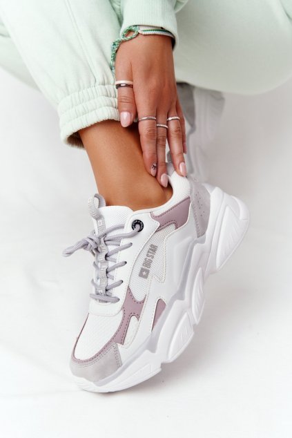 Biele dámske módne tenisky, kód produktu HH274255 WHITE/PURPLE (Veľkosť 36)