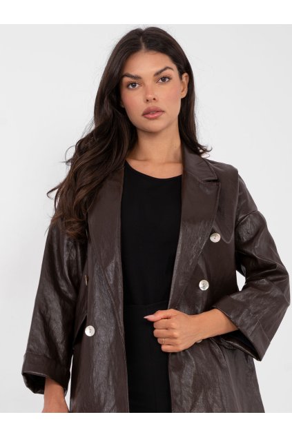 Dámske sako farba Tmavo-hnedá kód IT-MA-FL10061.51 (Farba Tmavo-hnedá, Veľkosť ONE SIZE)