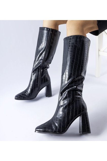 Dámske topánky čižmy čierne kód 3383 - GM 3383 BLACK 38 - GM (Veľkosť 39)