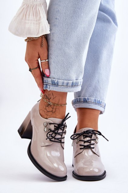 Módní vysoké Dámske lodičky svetlo šedá darren / MR-N625 LT.GREY (Veľkosť 37)