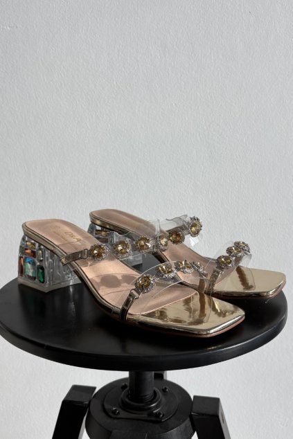 Dámske papuče s kryštálmi d&a mr1037-02 zlaté / MR1037-02 GOLD (Veľkosť 36)