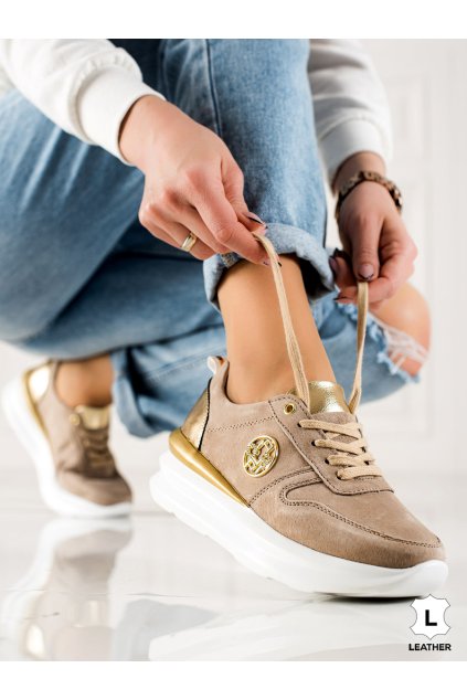 Béžové dámske kožené tenisky Filippo DP3505/22BE (Veľkosť 35.5)