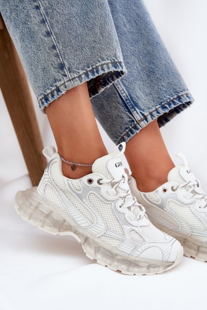 Béžové dámske kožené tenisky s rovnou podrážkou GOE RR2N4083 (Veľkosť 36)