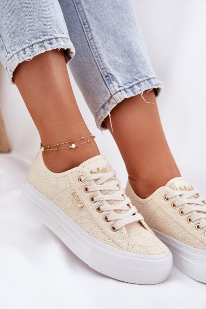 Dámské Tenisky S Krajkou Lee Cooper LCW-25-31-3440L Béžové (Veľkosť 36)
