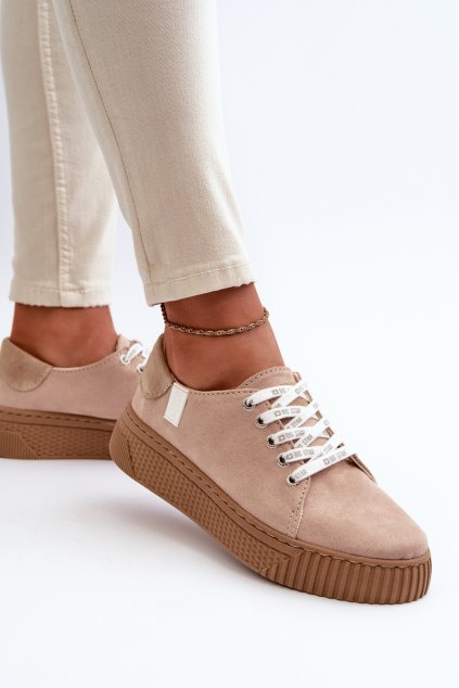 Dámske béžové tenisky z eko semišu na platforme Big Star kód NN276002 (Veľkosť 36)