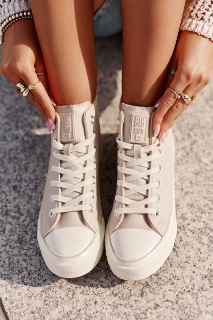 Ružové dámske tenisky na plošine z eko kože, BIG STAR OO274933 (Veľkosť 36)