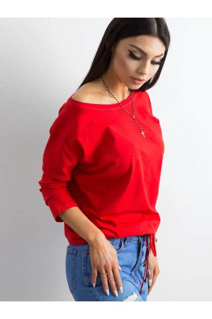 Červená dámska basic blúzka z bavlny a elastanu, kód RV-BZ-4691.39P (Veľkosť XS, Farba Červená)