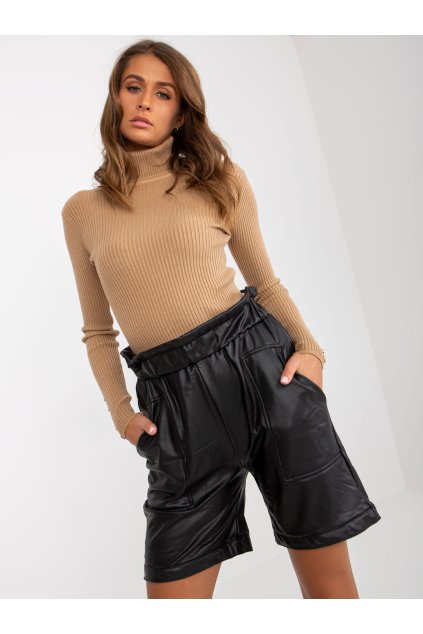 Čierne dámske bavlnené šortky s polyesterom, ručné pranie, kód VI-SN-155.65P (Veľkosť L/XL, Farba Hnedá)