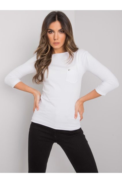 Dámska bavlna basic blúzka, biela, kód RV-BZ-7316.06X (Veľkosť L, Farba Biela)