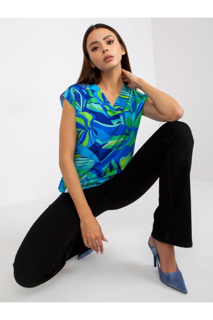 Dámska modrá blúzka s podtlačou kód WN-BZ-3005-5.38 (Veľkosť L, Farba Modrá)