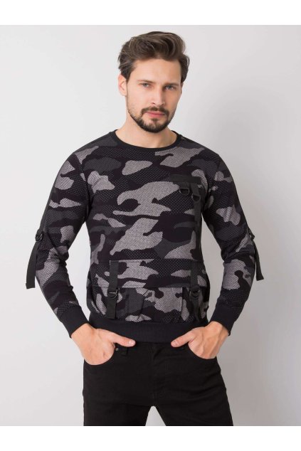 Pánska čierna mikina NJSK MH-BL-2037-2.42 (Veľkosť L, Farba Čierna)