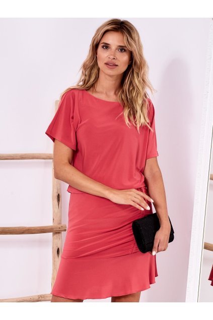 Ružové dámske ležérne šaty NU-SK-1313.70 Pink (Veľkosť 36, Farba Ružová)