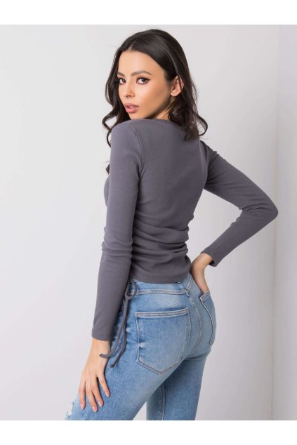 Dámska blúzka s dlhým rukávom tmavo-sivá RV-BZ-6012.07 (Farba Tmavo-sivá, Veľkosť M)