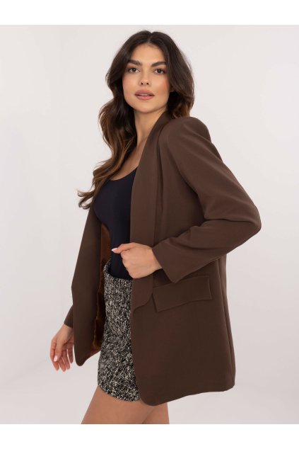 Dámske sako farba Hnedá kód DHJ-MA-18657-2.09 (Farba Hnedá, Veľkosť ONE SIZE)