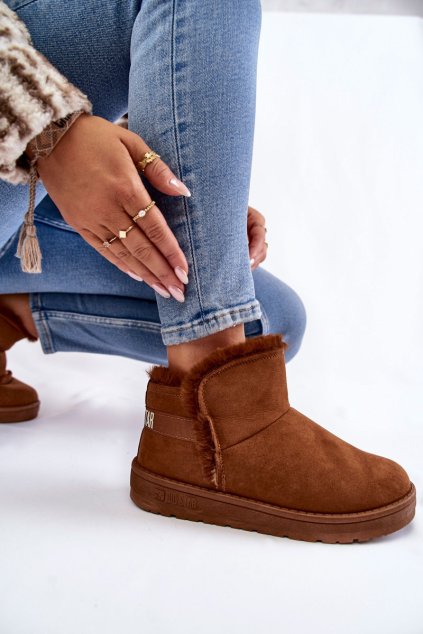 Dámske členkové topánky do snehu big star kk274620 hnedé / KK274620 BRĄZ (Veľkosť 38)