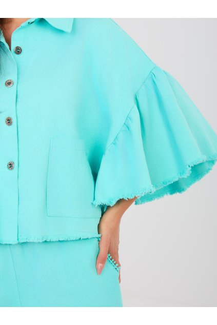Dámska Bunda farba Tyrkysová kód IT-KR-FL9998.85 (Farba Tyrkysová, Veľkosť ONE SIZE)