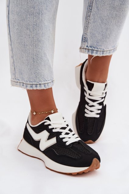 Dámske športové členkové topánky na platforme čierne janelora / A023 BLACK (Veľkosť 36)