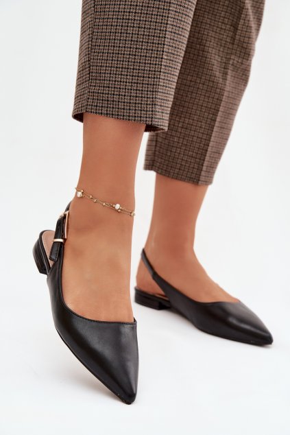 Baleríny so zlatým sponem čierne iverelle / D-046 BLACK (Veľkosť 36)