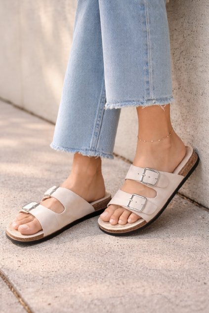 Dámske papuče svetlo béžove oliena / CD207 BEIGE (Veľkosť 36)